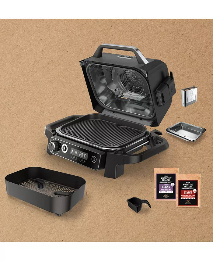 Ninja Woodfire Outdoor Grill & Smoker, 7-in-1 Master Grill, BBQ Smoker and Air Fryer with Woodfire Technology - OG701