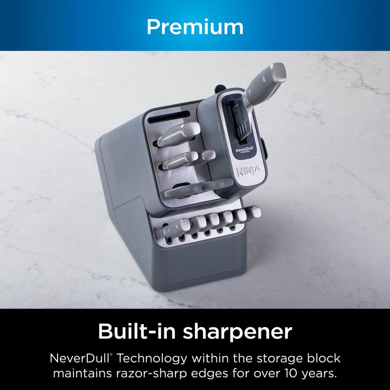 Ninja Foodi NeverDull Premium 12-Piece German Stainless Steel Knife System with Built-in Sharpener K32012 Kitchen Cutting